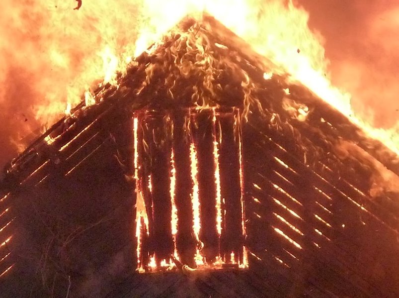 В Калининградской области сгорел металлический вольер