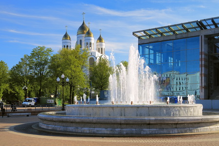 Fountain and Cathedral in Kaliningrad