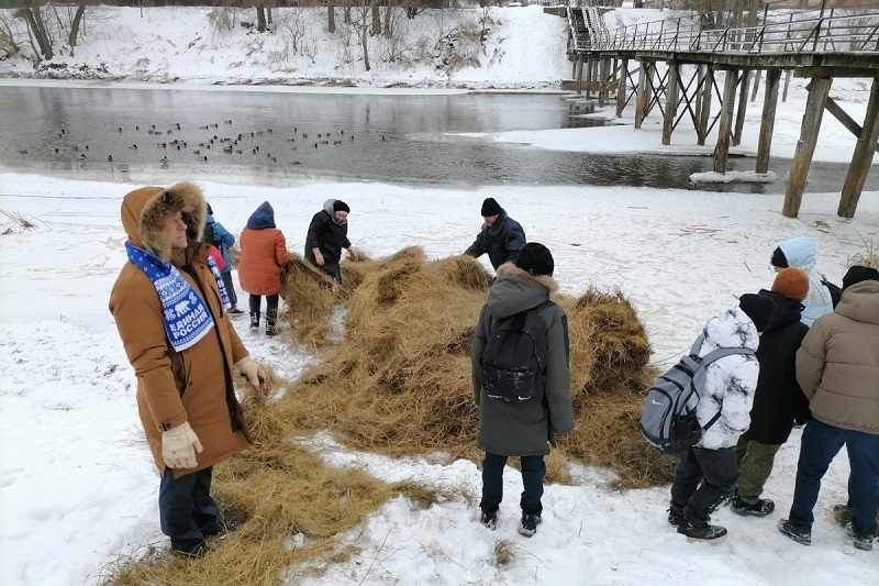 Правдинские единороссы оказали помощь замерзающим птицам